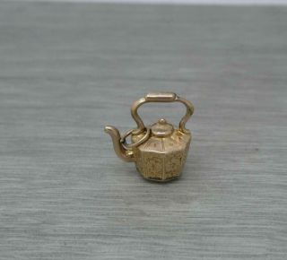 Antique Georgian Victorian 9ct Gold Rock Crystal Teapot Charm,  Rare