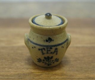 Jane Graber Miniature Vintage Stoneware Tea Jar Signed 1989