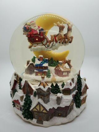 Vintage Christopher Radko Santa Fly Snow Globe With Music And Lights