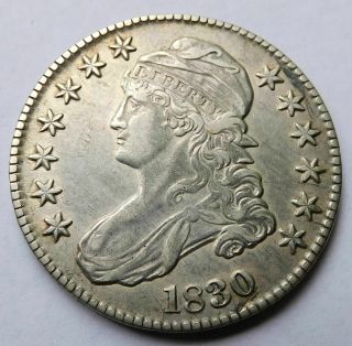 1830 Capped Bust Silver Half Dollar 50c - Au