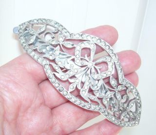 Large Antique Victorian Diamond Paste Bow Tiara Silver Hair Comb Clip Slide