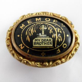 Antique Victorian Mourning Brooch In Memeory Of Dear Brother