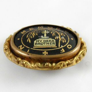 ANTIQUE VICTORIAN MOURNING BROOCH IN MEMEORY OF DEAR BROTHER 2