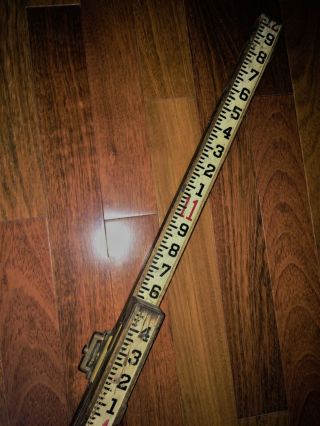 Antique Dietzgen Telescoping Wood & Brass Grade Rod Survey Measuring Stick 1910s