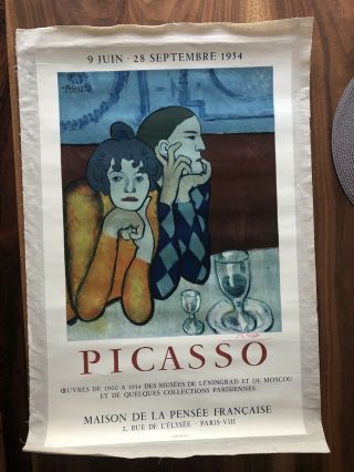 Vintage 1954 Pablo Picasso Exhibition Poster Blue Period Mcm
