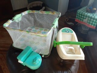 1983 Cabbage Patch Kids Fold Up Playpen Crib Car Seat Potty Chair - G1,  Vintage