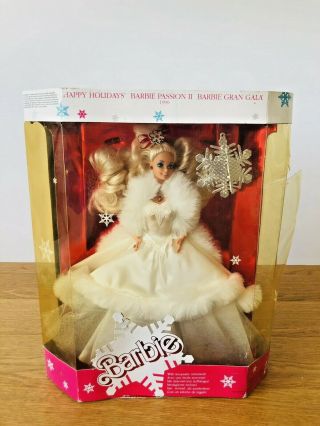 Vintage Barbie Christmas 1990 Happy Holidays Doll With Box
