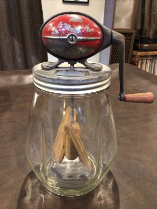 Antique Vintage Dazey Churn No.  4 Red Top/handle Butter Churn Wood
