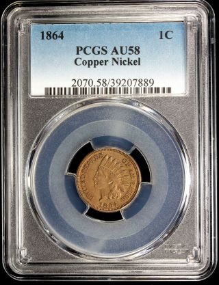 Pcgs Usa 1 Cent 1864 Au58 Virtually Unc S4