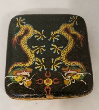 Vintage Chinese Cloisonne Enamel Dragon Card,  Match,  Cigarette ? Holder Case 2