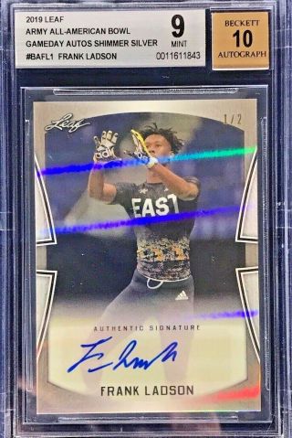 Frank Ladson 2019 Leaf All - American Bowl Silver Shimmer Autograph 1/2 Bgs 9 (10)