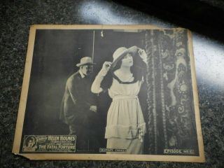 Antique Helen Holmes Movie Poster Lobby Card 1919 Silent Lost Fatal Fortune