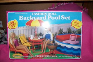 Vintage 1984 Arco No.  7688 Fashion Doll Backyard Pool Set For Barbie A - 953
