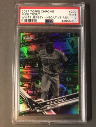 2017 Topps Chrome Mike Trout White Jersey Negative Refractor Psa 9