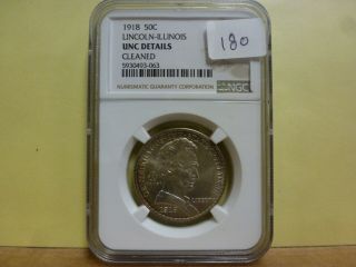 1918 Lincoln - Illinois Commemorative Silver Half Dollar - Ngc Unc Details 063