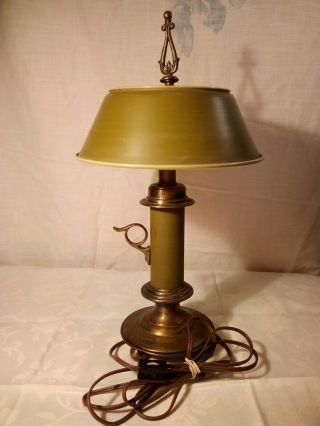 Vintage Tell City Chair Company Table Lamp " Antique Green " Weathered Brass Tone