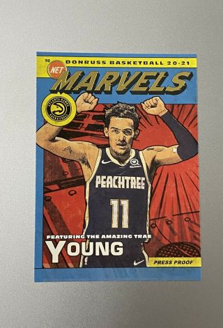 2020/21 Panini Donruss Trae Young Marvels Gold Press Proof