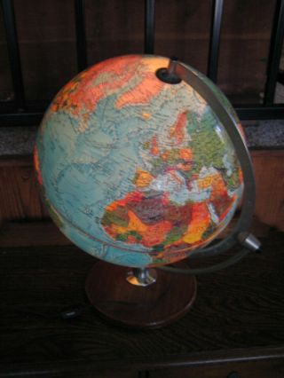 Vintage 1976 Denmark Scan - Globe A/s Lighted World Cartography K.  F.  Harig Perfect