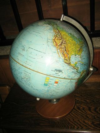 VINTAGE 1976 DENMARK SCAN - GLOBE A/S LIGHTED WORLD CARTOGRAPHY K.  F.  HARIG PERFECT 3