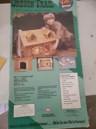 Dura - Craft Wooden Dollhouse Kit Oregon Trail Wood Log Cabin Or177 Open Box Vtg