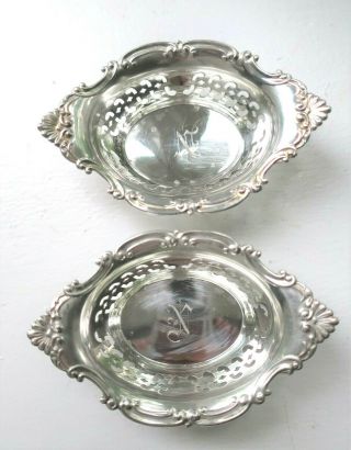2 Vintage Gorham Reticulated Sterling Silver Nut Bowl Dish Pr Cromwell Pierced