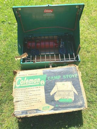 Vintage Coleman 413f 2 Burner White Gas Camp Stove