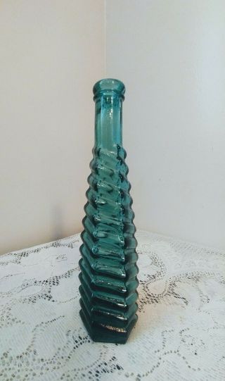 Antique Teal Colored Glass S&p Spiral Ringed Pepper Sauce Bottle 1880 