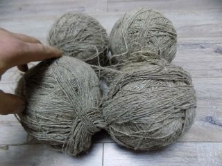 4 Big Bols Antique 19thc Homespun Raw Hemp Yarn/threads 2,  7kg Storage