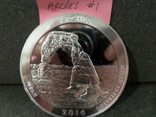 2014 Atb 5 Oz.  999 Silver Arches National Park In Capsule (scratch) 1