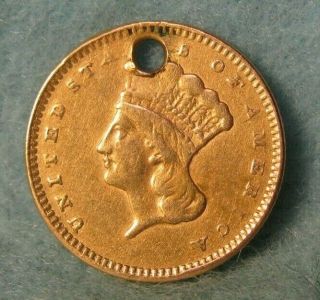 1857 Indian Princess $1 One Dollar United States Gold Coin Better Grade Details
