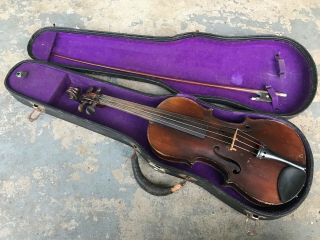 Vintage Violin W/ Case & Bow.  Antique Violin.  3/4 Size.