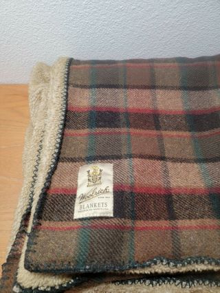 Vintage Woolrich Throw Blanket 60x44” Wool Blend brown plaid Made in the USA 2