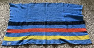 Vintage Orrlaskan 100 Pure Wool Blue Striped Blanket 36” X 60”
