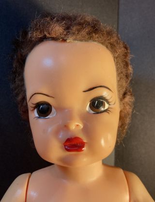 Vintage 1950s Terri Brother Jerri Lee 16” Doll Brunette Mohair Hard Plastic TL 2
