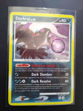 Pokemon Card Darkrai 3/100 Rare Holo Majestic Dawn - Heavy Play