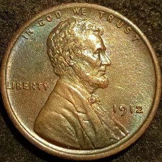 1912 P No Mark Lincoln Wheat Cent Penny 1c Bu Bn Uncirculated Toned Coin