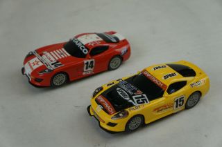 Vintage Hornby Slot Racing Cars 1/32 6 " Red Starco 14 Yellow Griptrack 15
