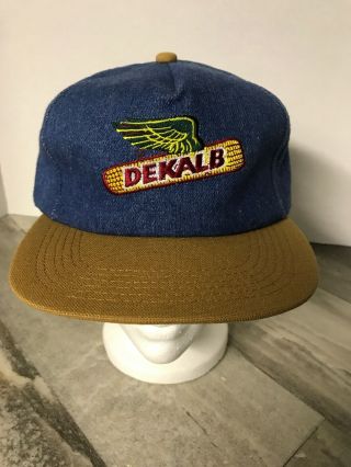 Vintage Dekalb Denim Seed Embroidered Farmer Snapback Trucker Hat Cap K Products
