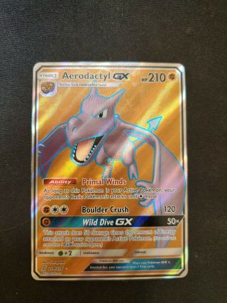 Aerodactyl Gx 224/236 Unified Minds Rare Full Art 7/22 Nm - Pokemon Card