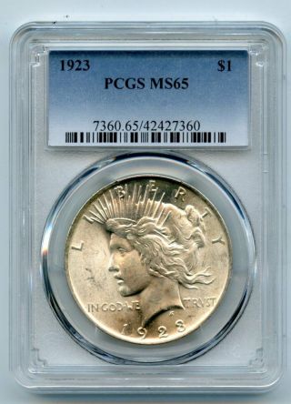 1923 $1 Peace Silver Dollar Pcgs Ms 65