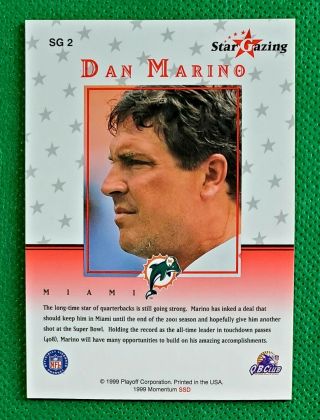 Dan Marino 1999 Playoff Momentum SSD Star Gazing SG2 Auto on card Autograph 3