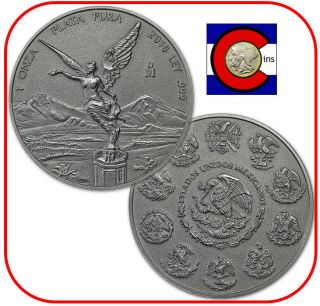 2018 Mexico Libertad 1 Oz Antiqued Mexican Silver Coin In Direct Fit Capsule