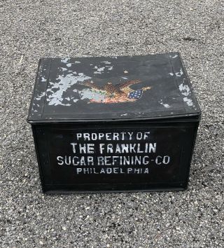 Antique Franklin Sugar Refining Co Metal Crate Box Philadelphia Pa