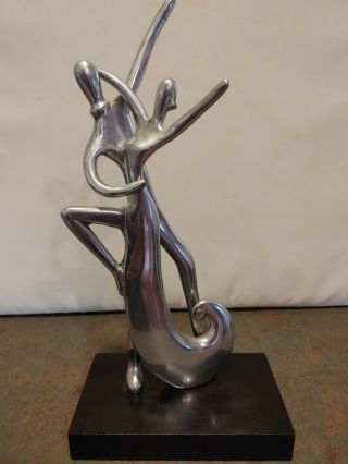Vintage Mid Century Modern Cast Aluminum " Dancers " Art Sculpture 15 Inch