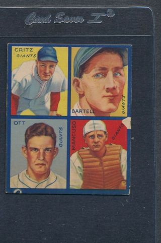 1935 Goudey 4 - In - 1 2 - A Critz/bartell/ott/mancuso Ex 21
