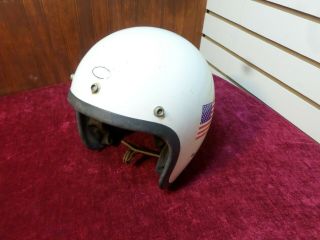 Vintage Bell Rt Motorcycle Helmet White Racing Bobber