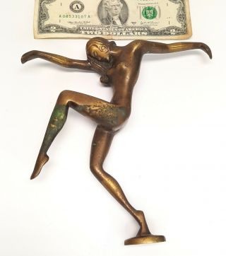 Antique Art Deco Era Nude Dancing Lady Miss Bells Figural Bronze Sculpture Gong