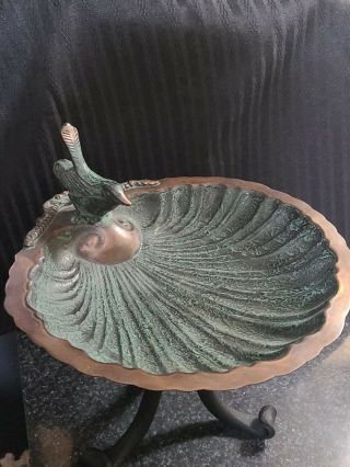 Achla Scallop Shell Birdbath With Tripod Stand,  Antique Brass Plated - Bbm - 01 - Tr