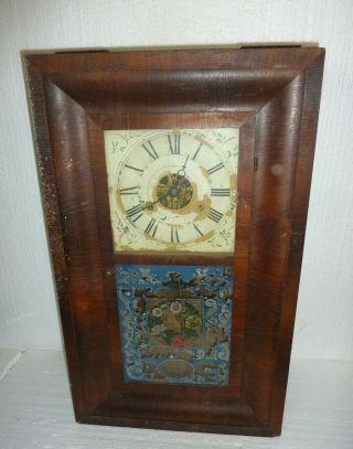 Antique Seth Thomas Ogee Weight Driven Reverse Painted Glass Large Clock Repair