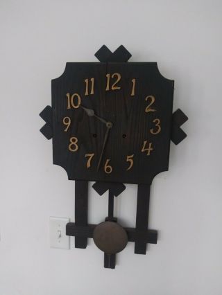 Vintage Gilbert Mission Wall Clock Era Oak 8 Day Doesnt Work; With Key